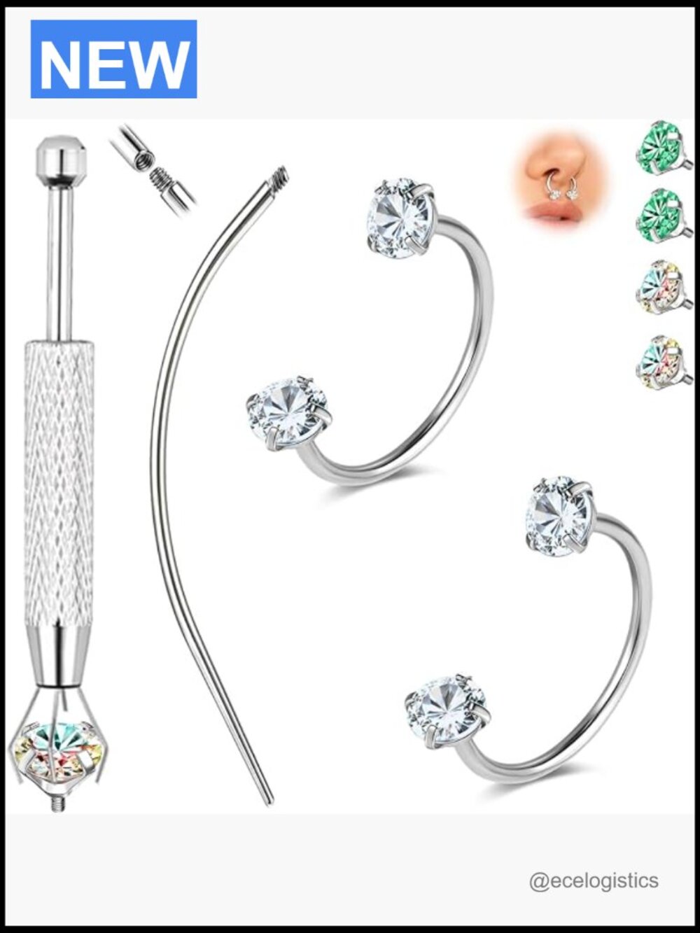 20G G23 Titanium Horseshoe Nose Ring 8mm Hypoallergenic Piercing Jewelry